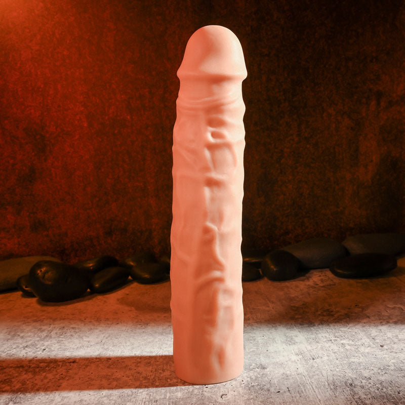 Adams 3 Realistic Extension shown upright against dark background, displaying textured surface and natural flesh tone detail