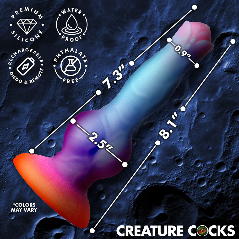 Creature Cocks Astro Cock - Glow In Dark 20.6 cm Vibrating Fantasy Dildo with Remote