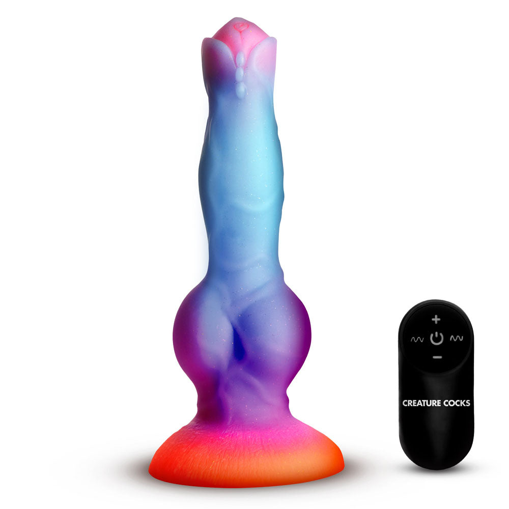 Creature Cocks Astro Cock - Glow In Dark 20.6 cm Vibrating Fantasy Dildo with Remote