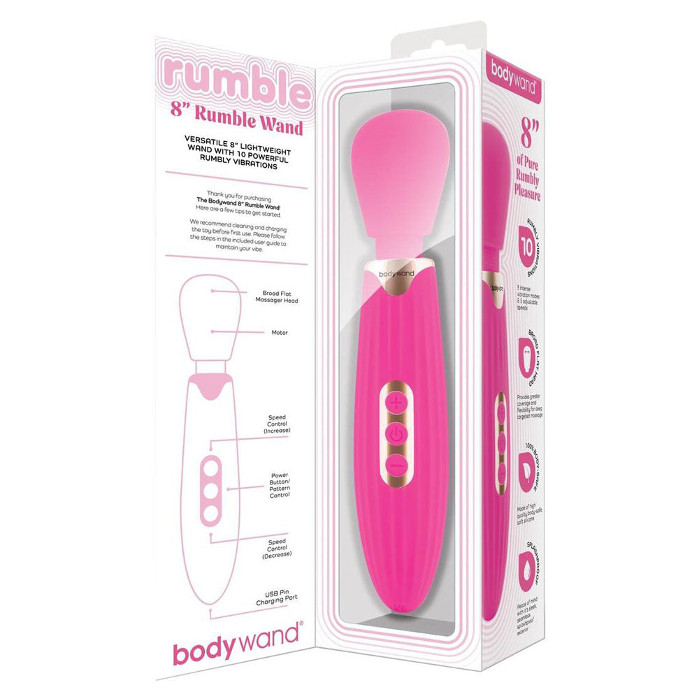 Bodywand RUMBLE WAND 8 Inch - Hot Pink 20.3 cm USB Rechargeable Massage Wand