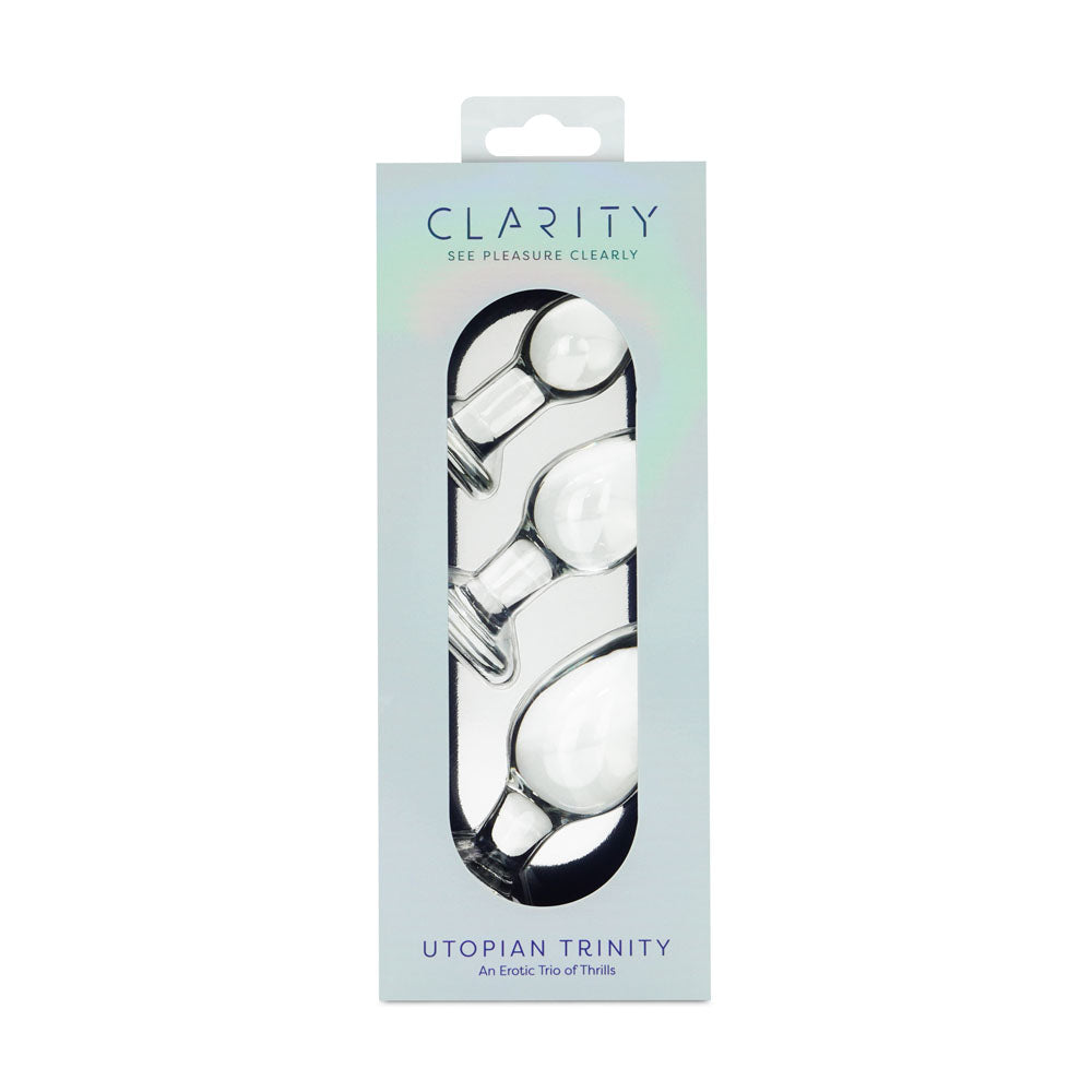 Clarity - Utopian Trinity - Clear Glass Butt Plugs - Set of 3 Sizes