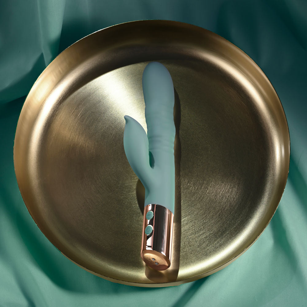 Evolved THE SHIMMY - Green USB Rechargeable Thrusting Rabbit Vibrator