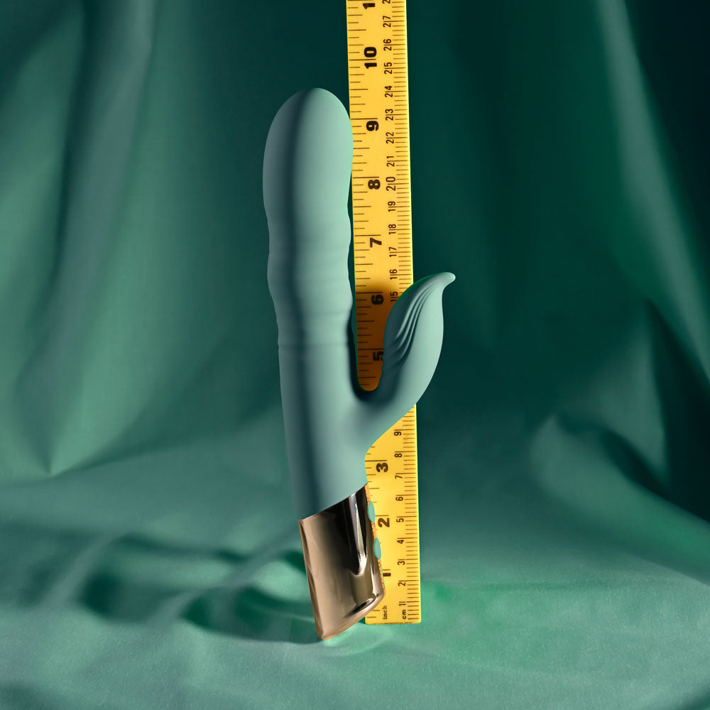 Evolved THE SHIMMY - Green USB Rechargeable Thrusting Rabbit Vibrator