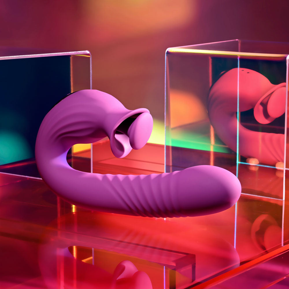 Evolved DEEP ECSTASY - Purple 16.5 cm USB Rechargeable Thrusting and Tapping Vibrator