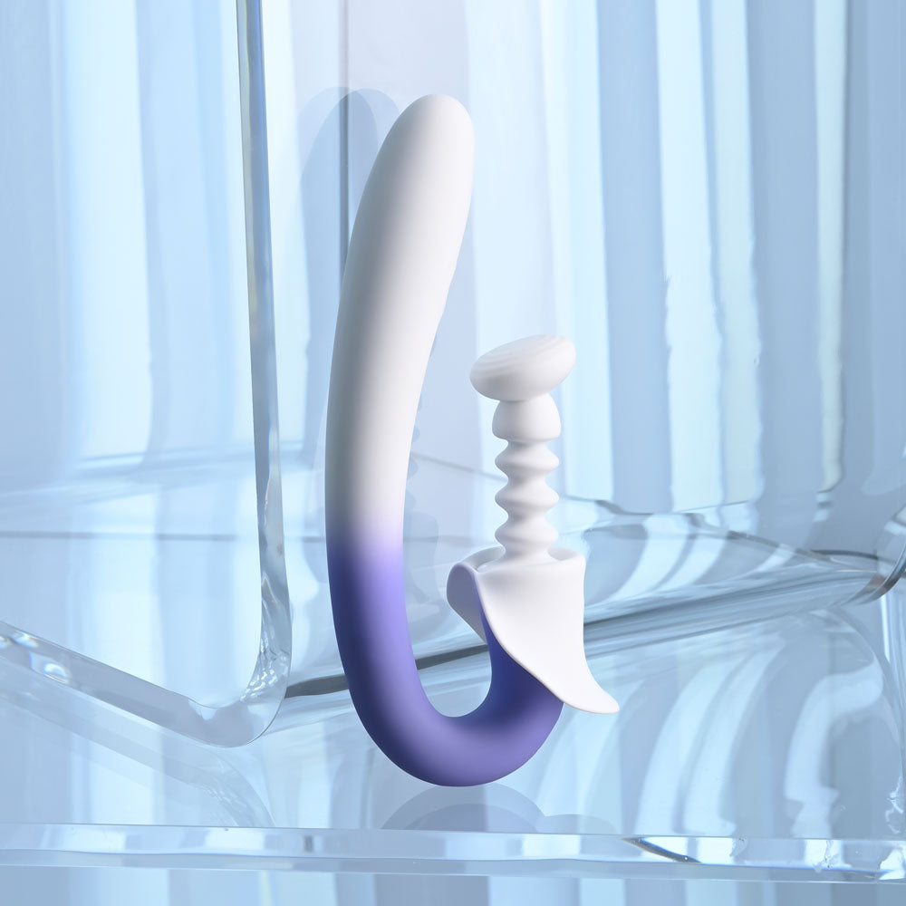 Evolved SPRING LOADED - White/Purple 23 cm USB Rechargeable Multi-Tapping Vibrator