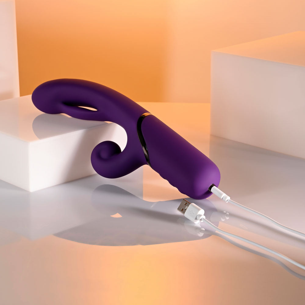 Evolved PLEASURE PUFF - Purple 24.1 cm USB Rechargeable Inflatable Rabbit Vibrator