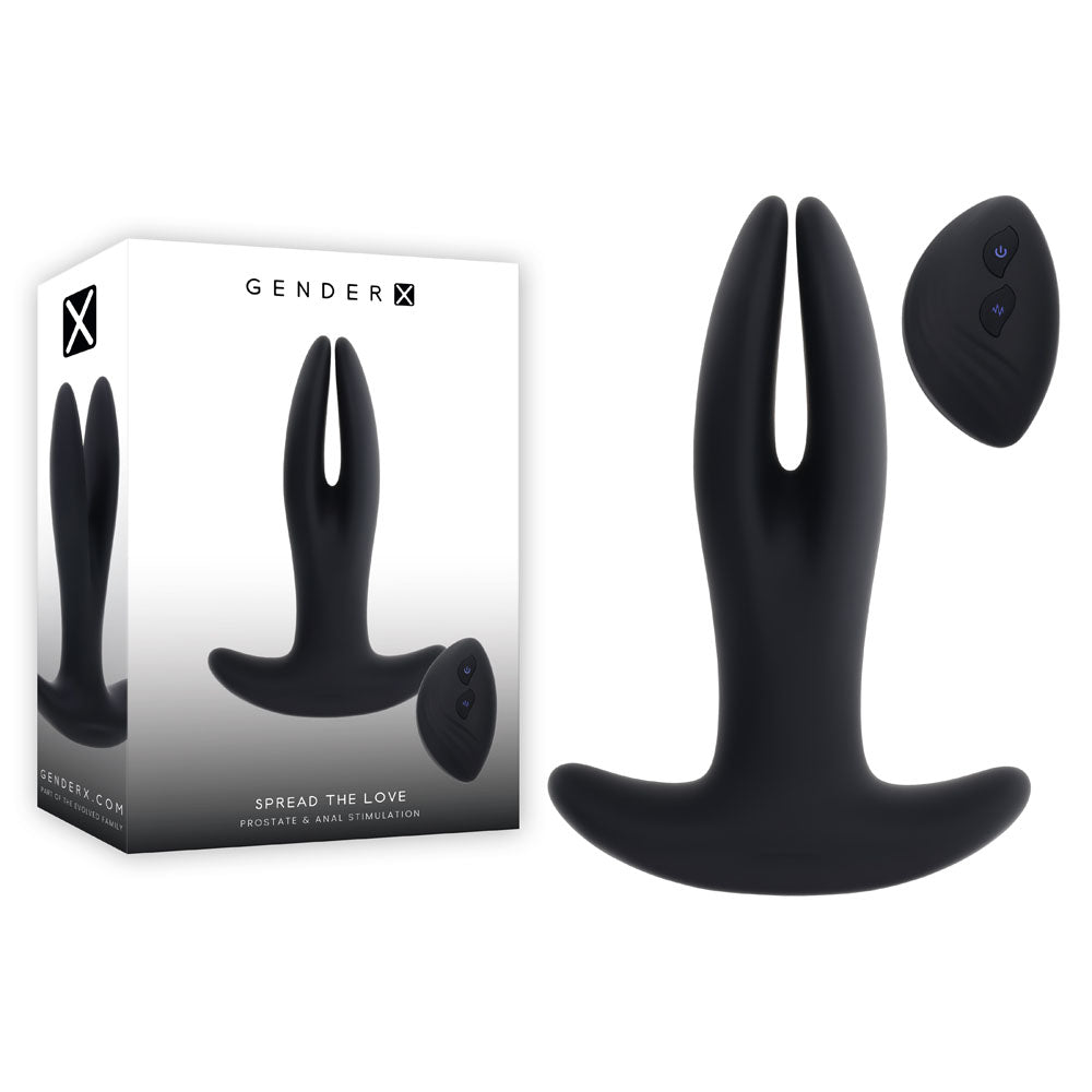 Gender X SPREAD THE LOVE - Black USB Rechargeable Stretching Anal Plug with Wireless Remote
