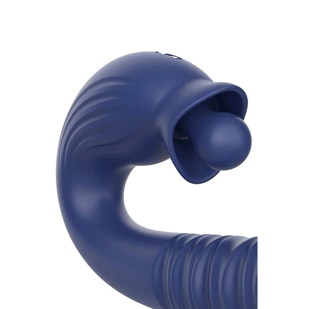 Adam & Eve THE BIG BALLER - Navy Blue 18.8 cm USB Rechargeable Thrusting Rabbit Vibrator