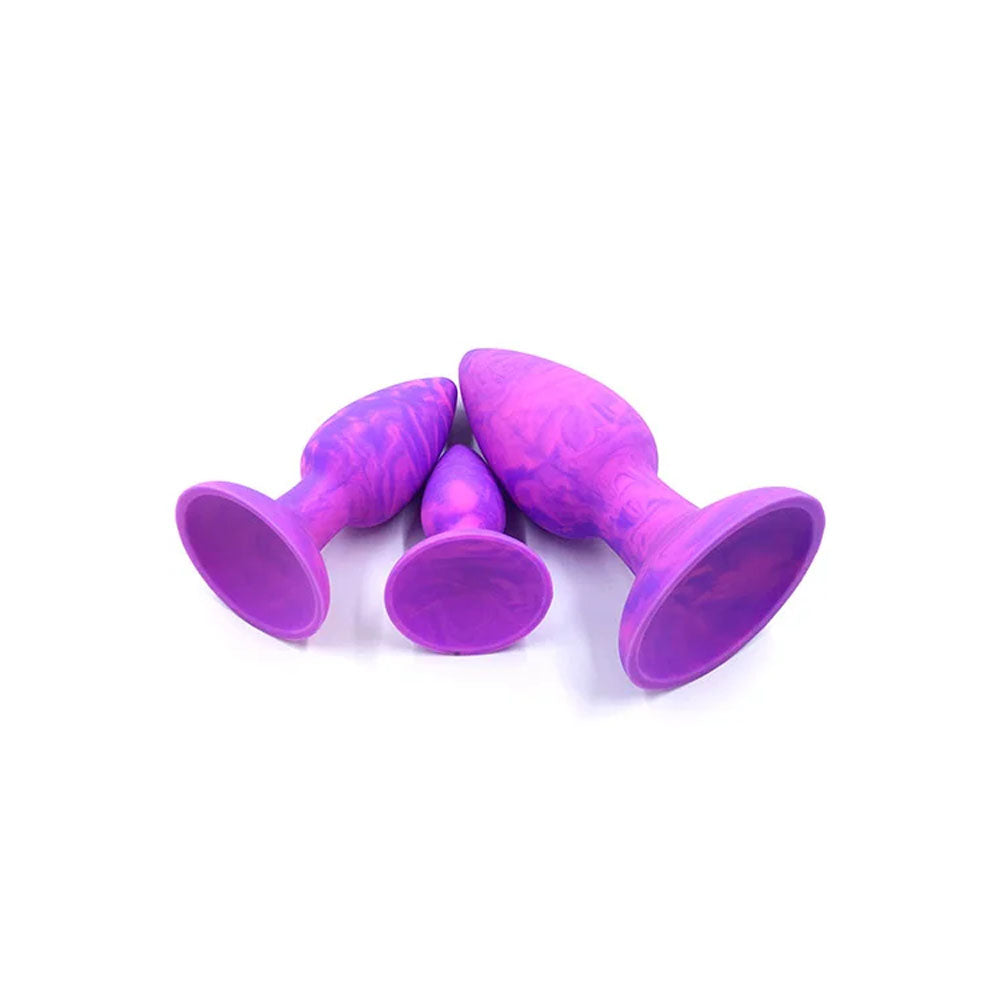 Adam & Eve COLOUR SWIRL Anal Plug Set - Purple/Pink Butt Plugs - Set of 3 Sizes