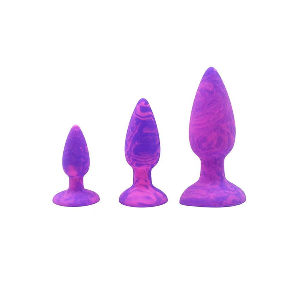 Adam & Eve COLOUR SWIRL Anal Plug Set - Purple/Pink Butt Plugs - Set of 3 Sizes