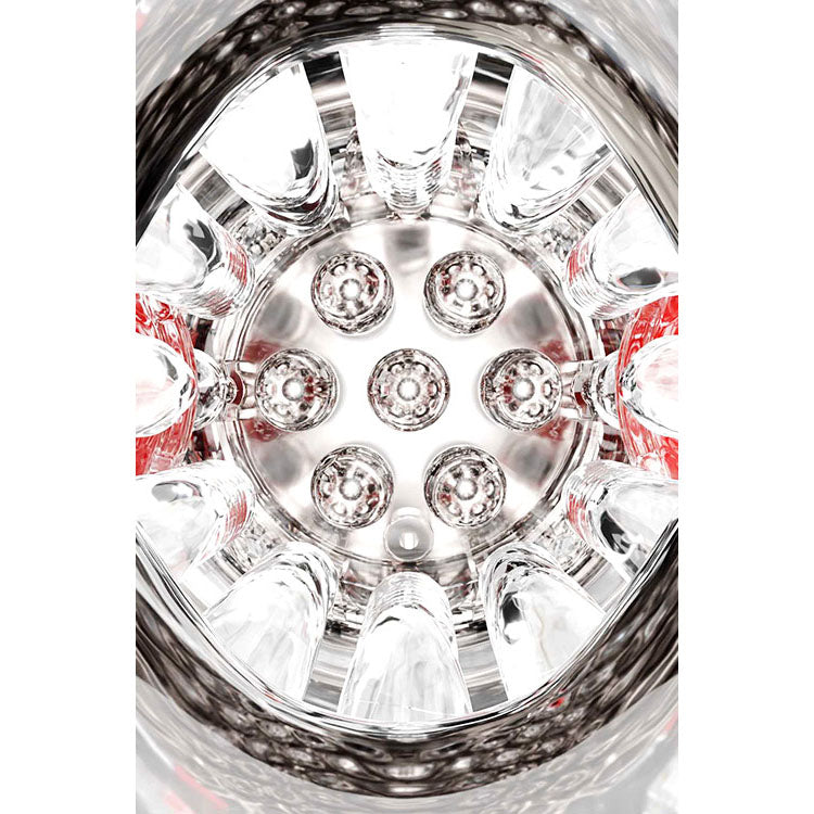 Adam & Eve PLEASURE PRO 3000 - Clear/Red USB Rechargeable Thrusting & Rotating Auto Stroker