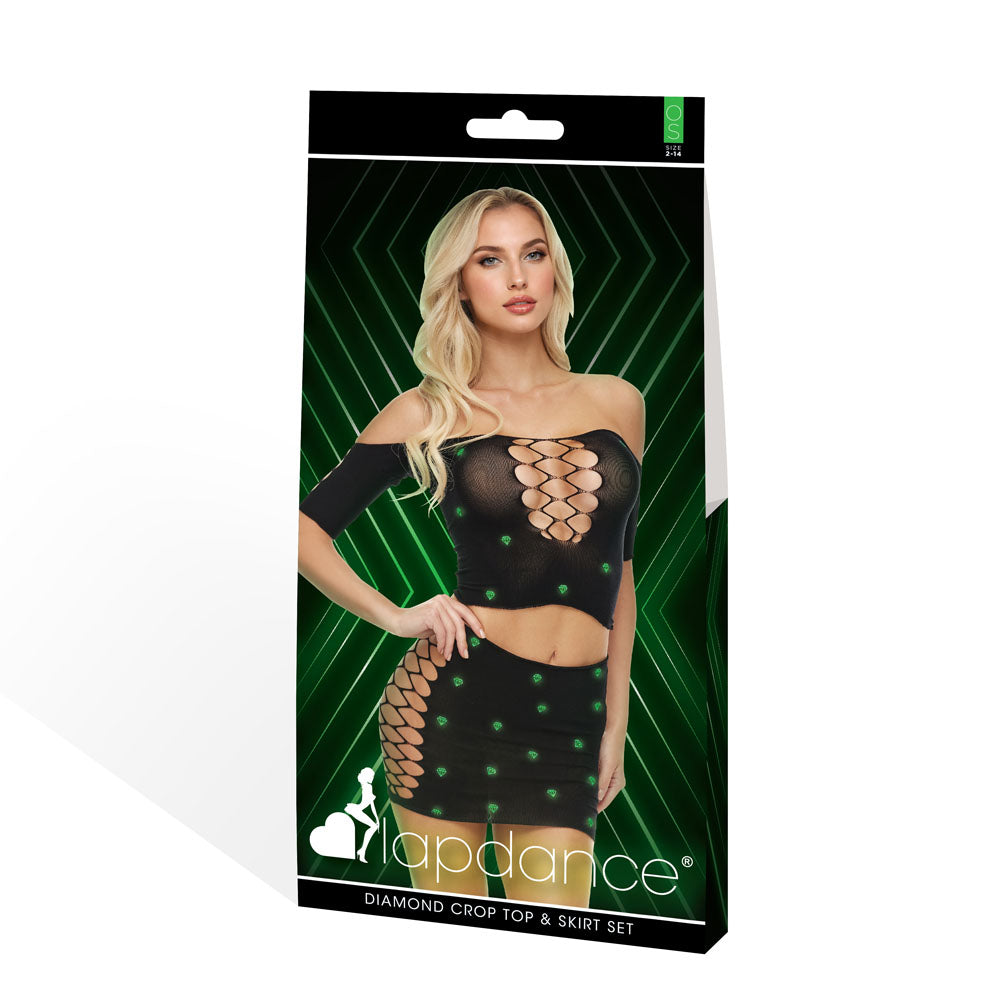DIAMOND 2-PIECE CROP TOP & SHIRT SET-GID -