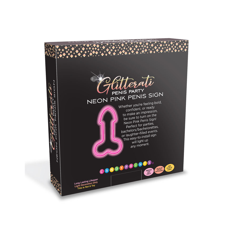 Glitterati Neon Pink Penis Sign - Novelty Neon Light