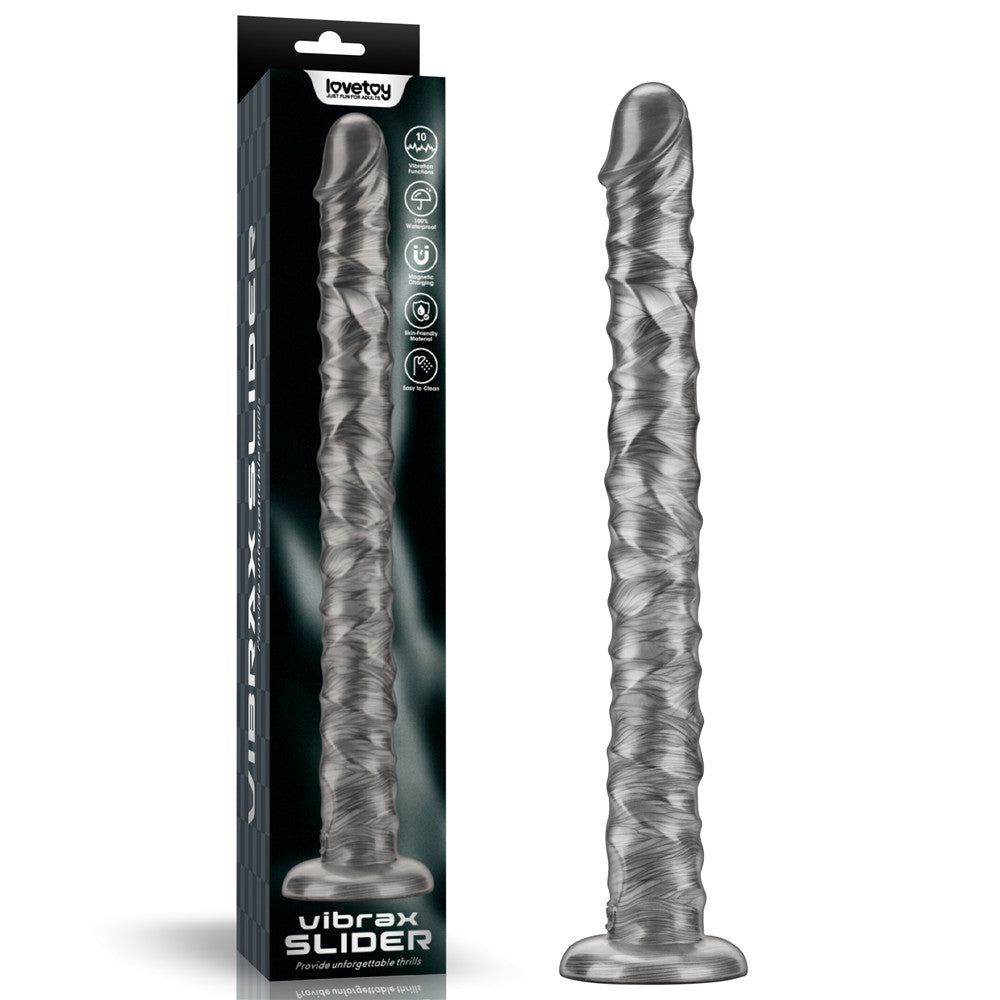 King Sized Vibrating Vibrax Slider - Grey 40.8 cm (16'') USB Rechargeable Vibrating Dildo