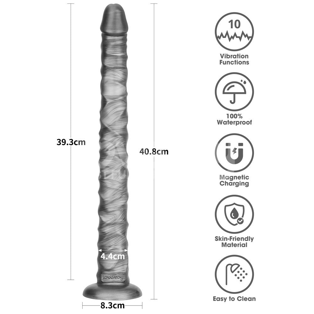 King Sized Vibrating Vibrax Slider - Grey 40.8 cm (16'') USB Rechargeable Vibrating Dildo