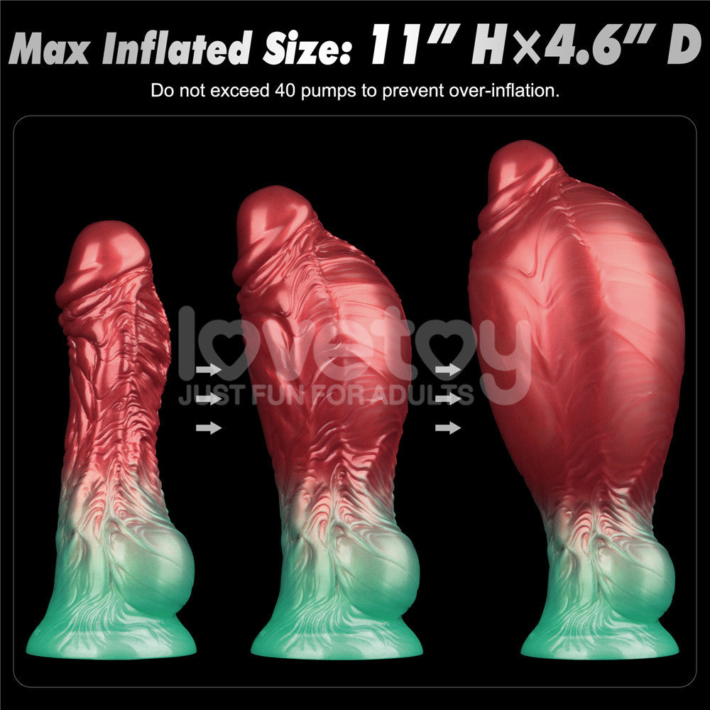 Aerosx 8 Inch Dual Density Inflatable Dildo - Red/Green 28 cm Inflatable Fantasy Dildo