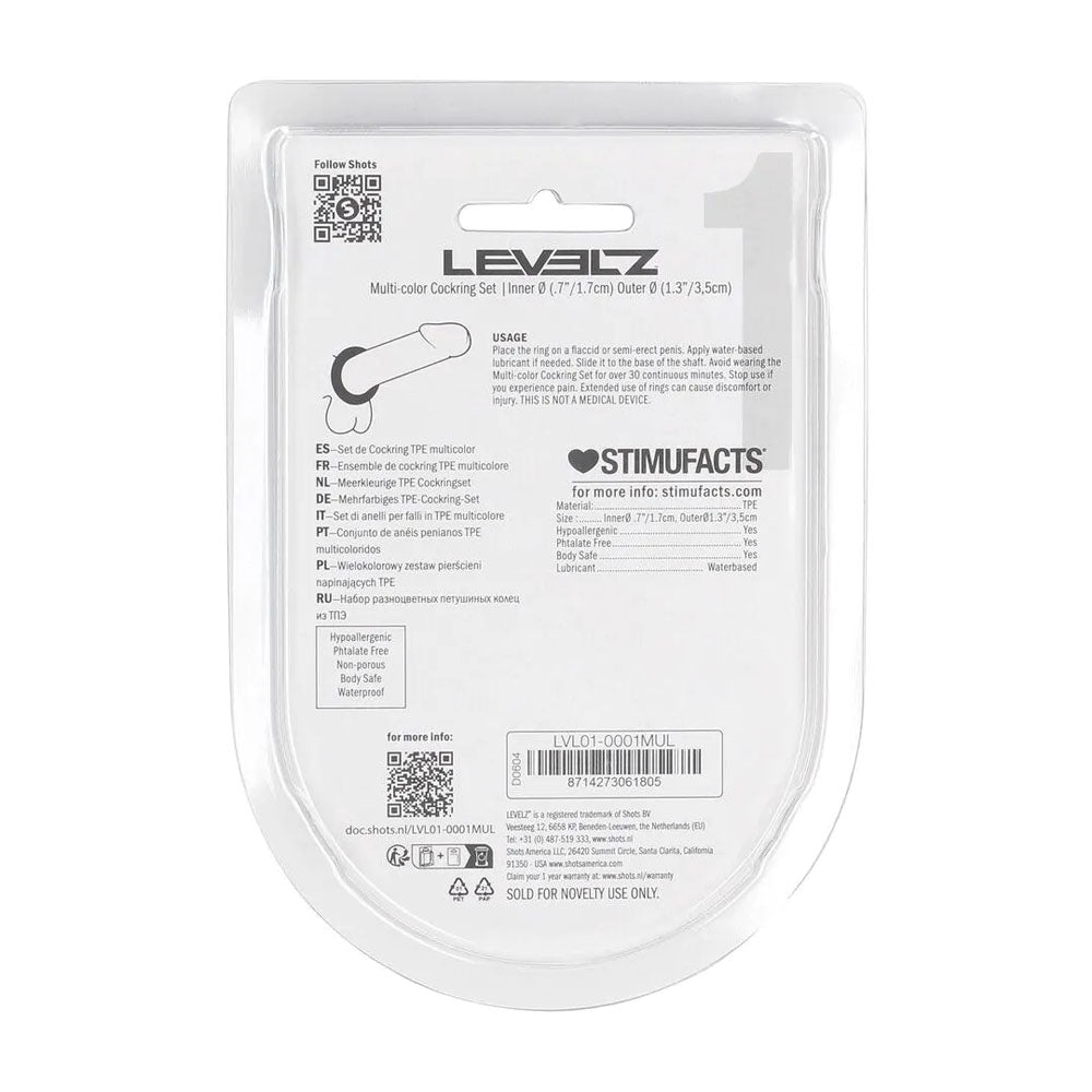 LEVELZ Multicolour Cock Ring Set - 4 Pack - Coloured Cock Rings - 4 Pack