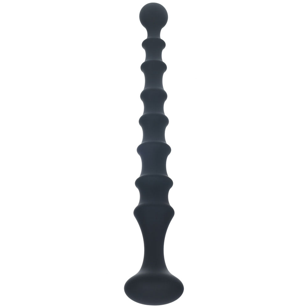 LEVELZ Ribbed Silicone Flared Anal Probe - Black 26.7 cm Anal Beads