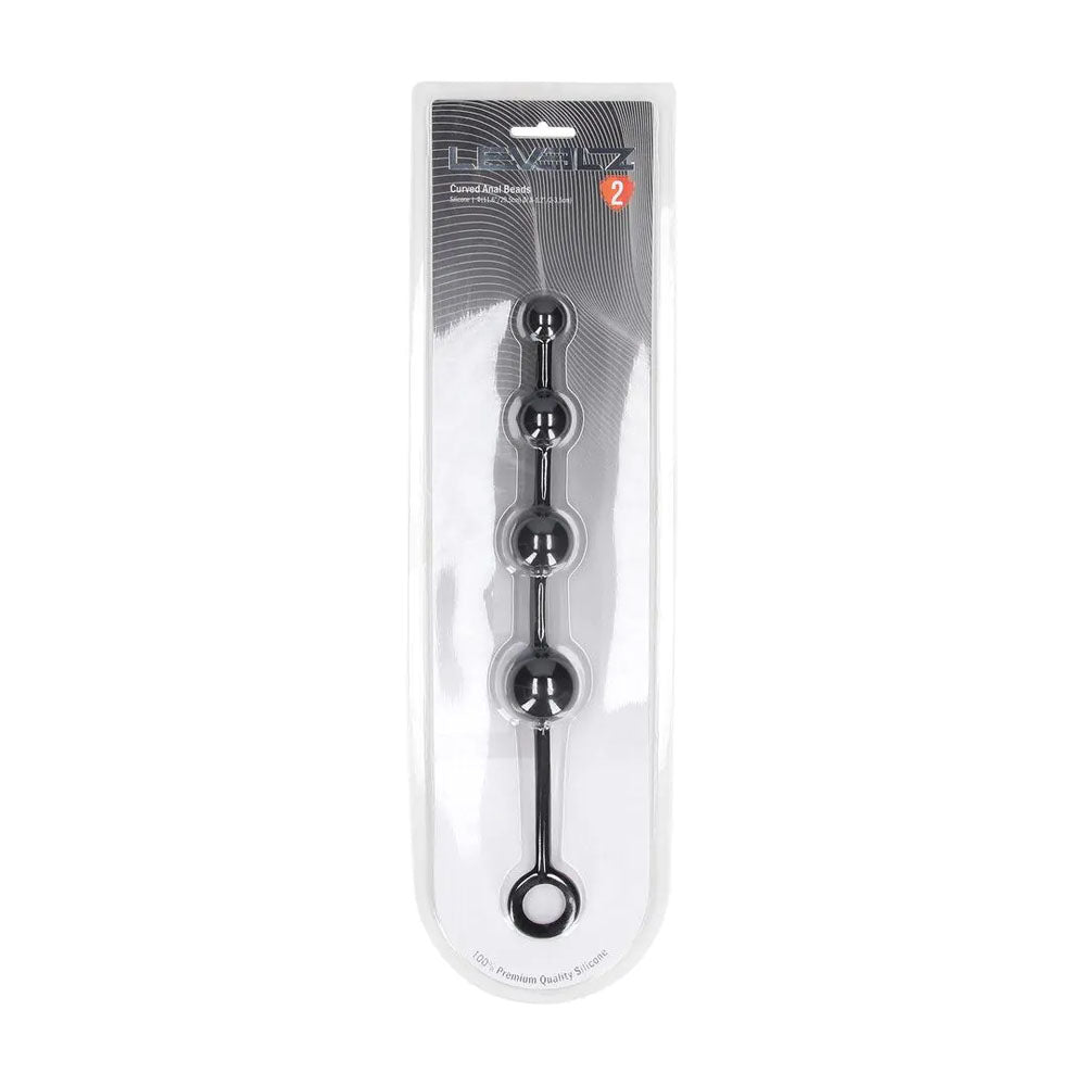 LEVELZ Curved Silicone Anal Beads - Black - Black 29.5 cm Anal Beads