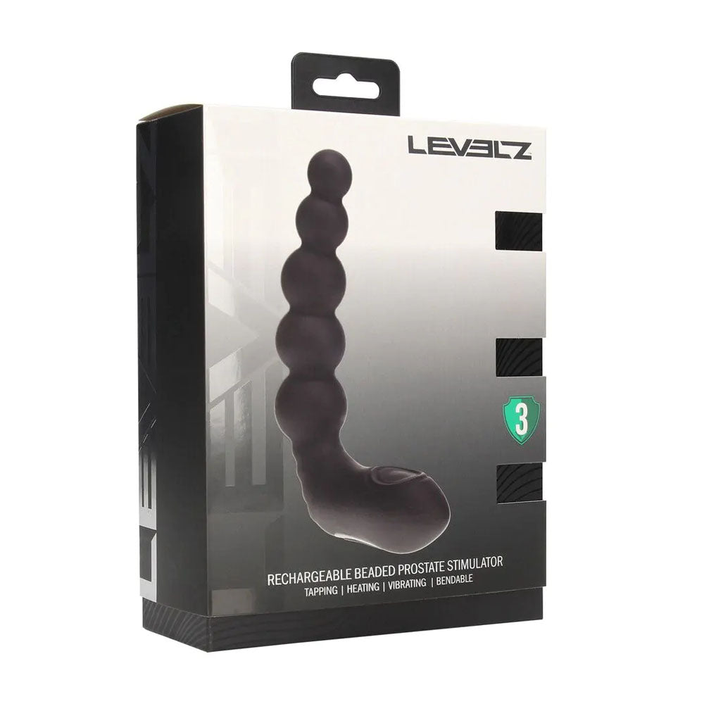 LEVELZ Rechargeable Beaded Prostate Massager - Black USB Rechargeable Heating + Vibrating Prostate Massager