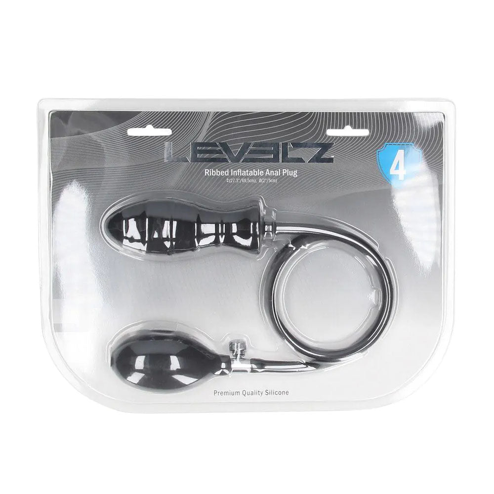 LEVELZ Ribbed Inflatable Anal Plug - Black Inflatable Butt Plug