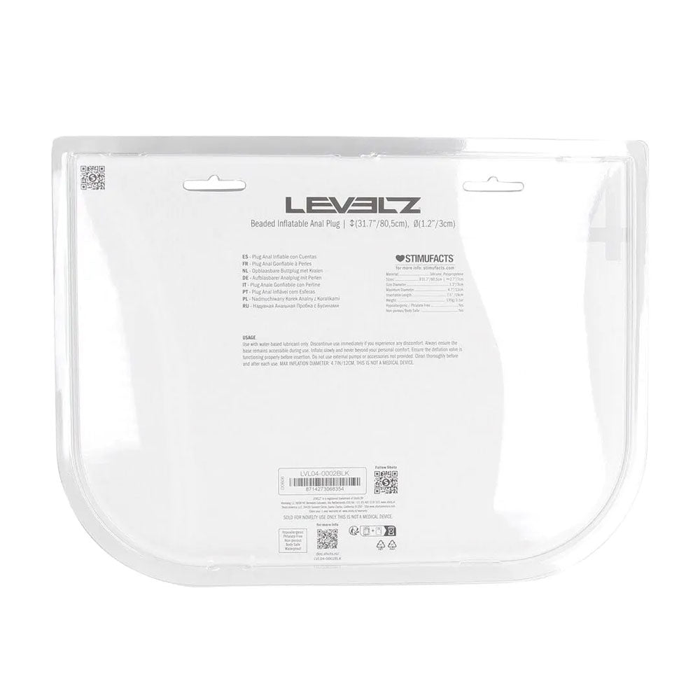 LEVELZ Beaded Inflatable Anal Plug - Black Inflatable Butt Plug