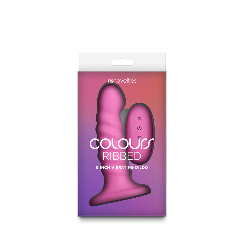Colours Ribbed - 5'' Vibrating Dildo - Pink - Pink 14.5 cm USB Rechargeable Vibrating Dildo with Wireless Remote