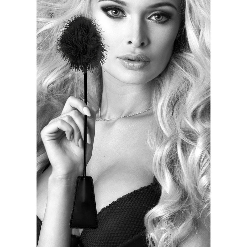 OUCH! Black & White Crop with Feather Tickler