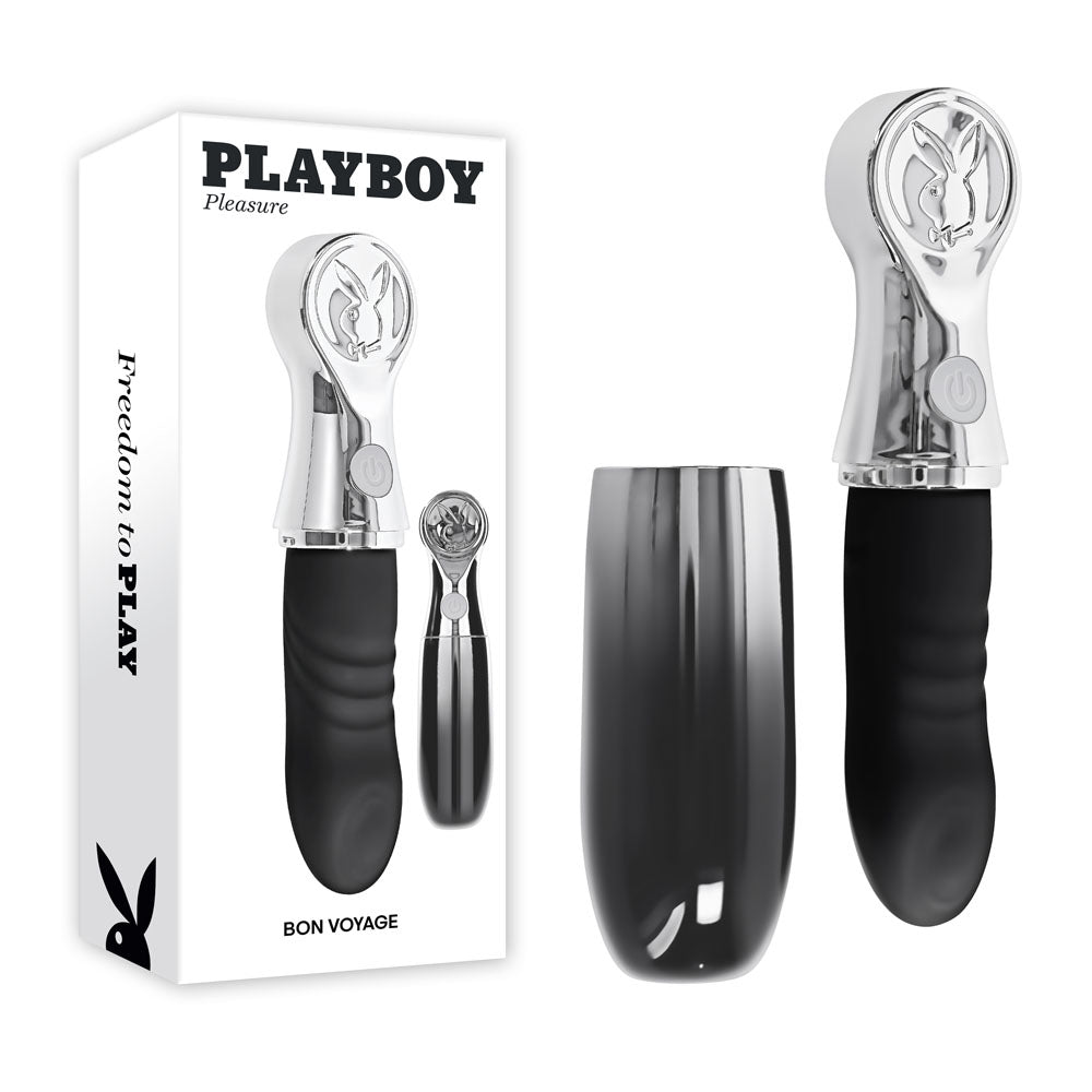 Playboy Pleasure BON VOYAGE - Black/Chrome 18.7 cm USB-C Rechargeable Tapping Vibrator