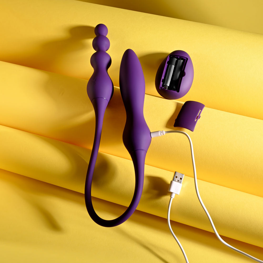Playboy Pleasure THIS & THAT - Purple 60 cm USB Rechargeable Flexible Dual Ended Vibrator