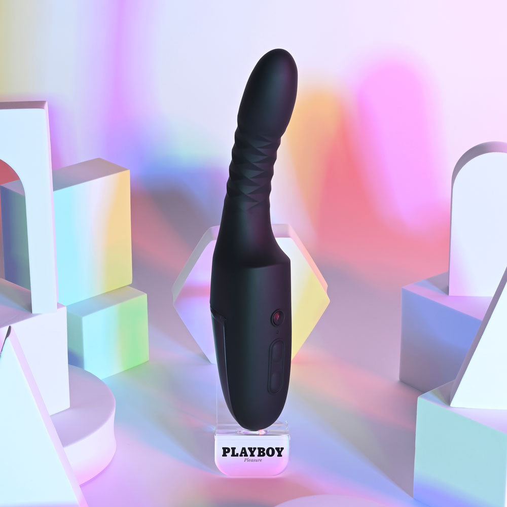 Playboy Pleasure OVERDRIVE - Black 28.2 cm USB Rechargeable Thrusting Vibrator