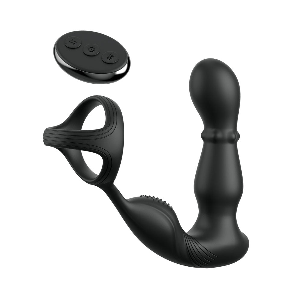 Anal Fantasy Elite Ass-Gasm Slide & Glide - Black USB Rechargeable Prostate Massage with Cock Ring