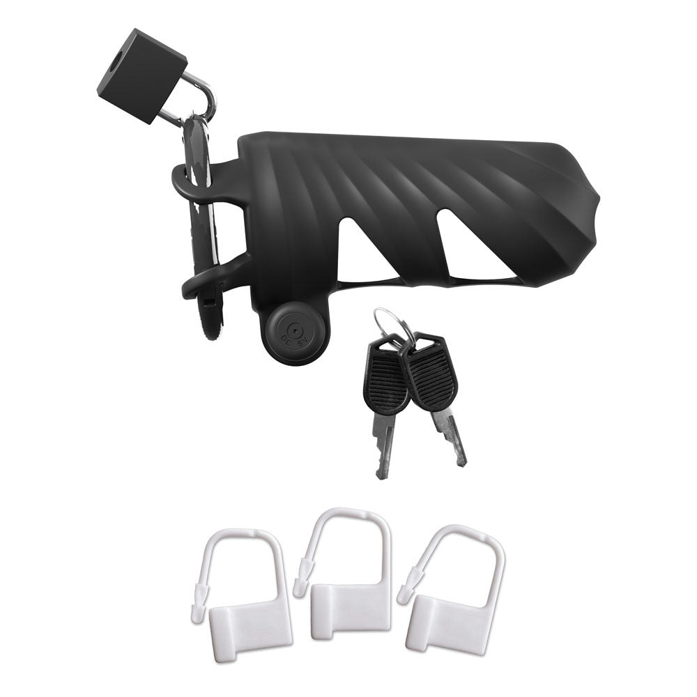 Fantasy C-Ringz Remote-Controlled Vibrating Cock Blocker - Black Vibrating Cock Cage