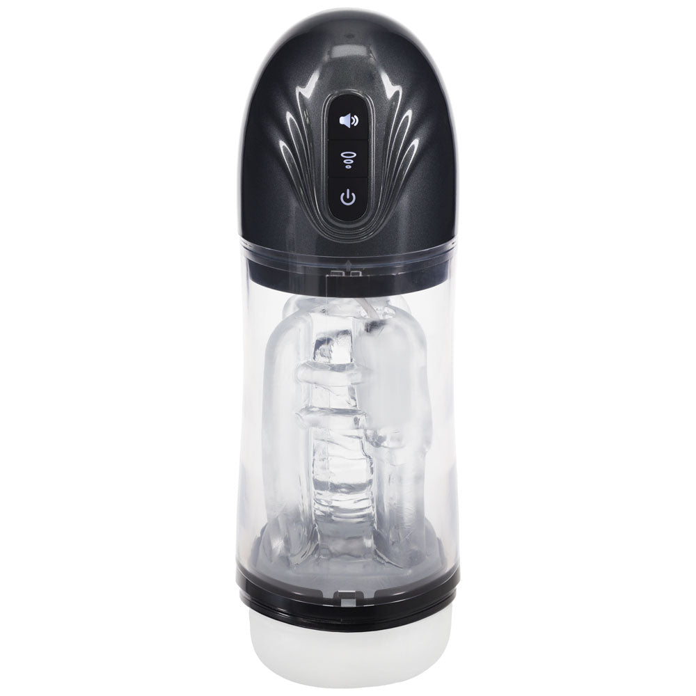 PUMPED SonicPull - Gunmetal - Gunmetal Grey/Clear USB Rechargeable Sucking And Vibrating Auto Masturbator