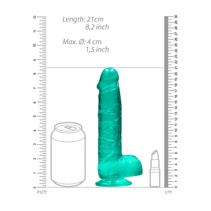 REALROCK 8'' Realistic Dildo With Balls - Turquoise 20.3 cm Dong