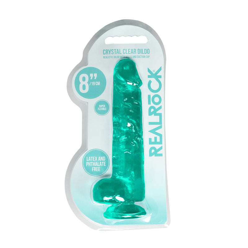 REALROCK 8'' Realistic Dildo With Balls - Turquoise 20.3 cm Dong