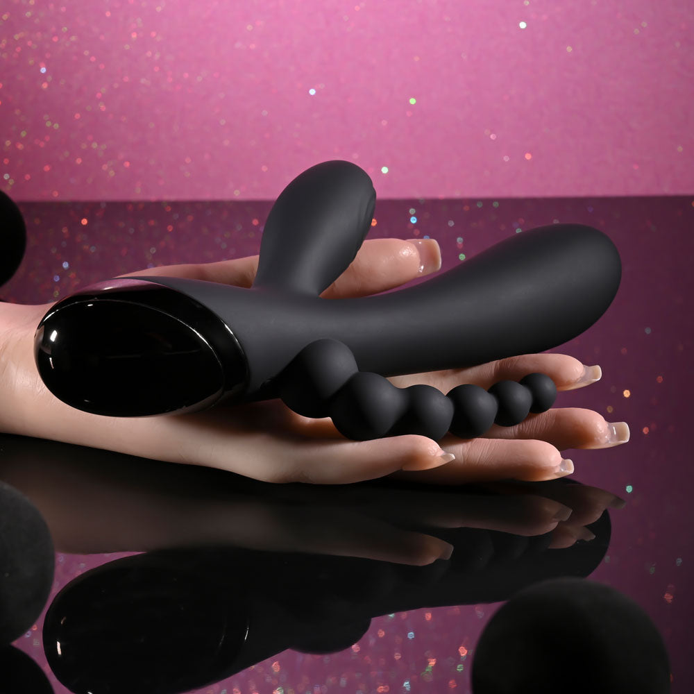 Selopa TRIPLE ACES - Black 19.7 cm USB Rechargeable Triple Stimulator Vibrator