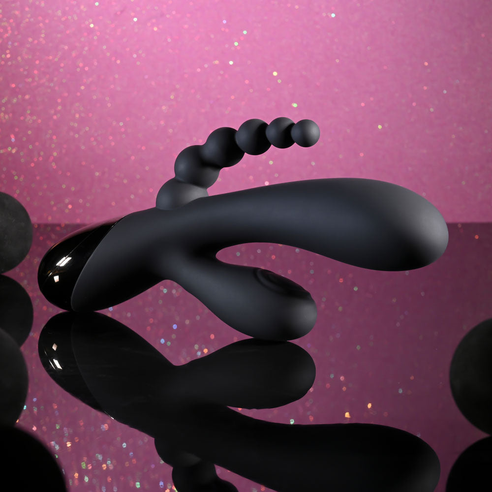 Selopa TRIPLE ACES - Black 19.7 cm USB Rechargeable Triple Stimulator Vibrator