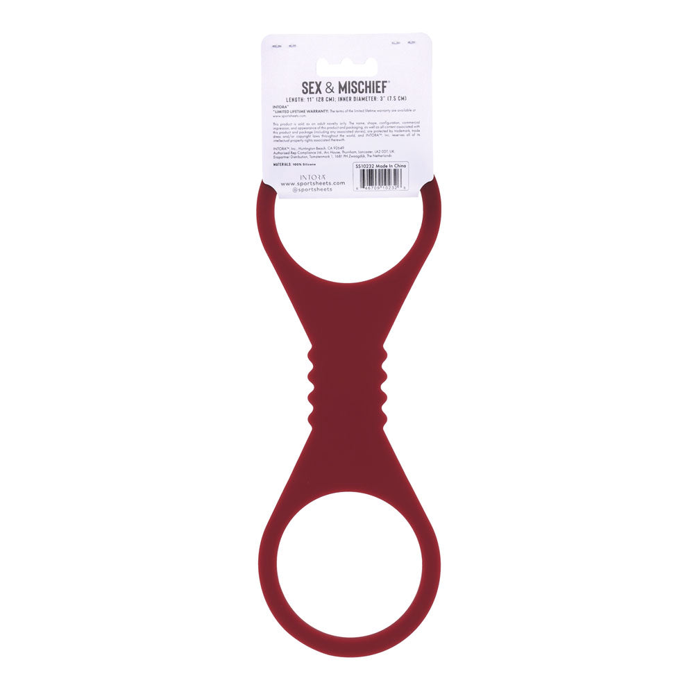 Sex & Mischief Enchanted Large Silicone Cuffs - Burgundy Large Restraints