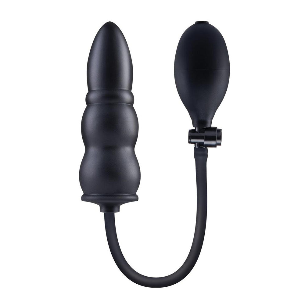 Size Up 5.5 Inch Ripple Inflatable Butt Plug - Black 15.2 cm Inflatable Butt Plug