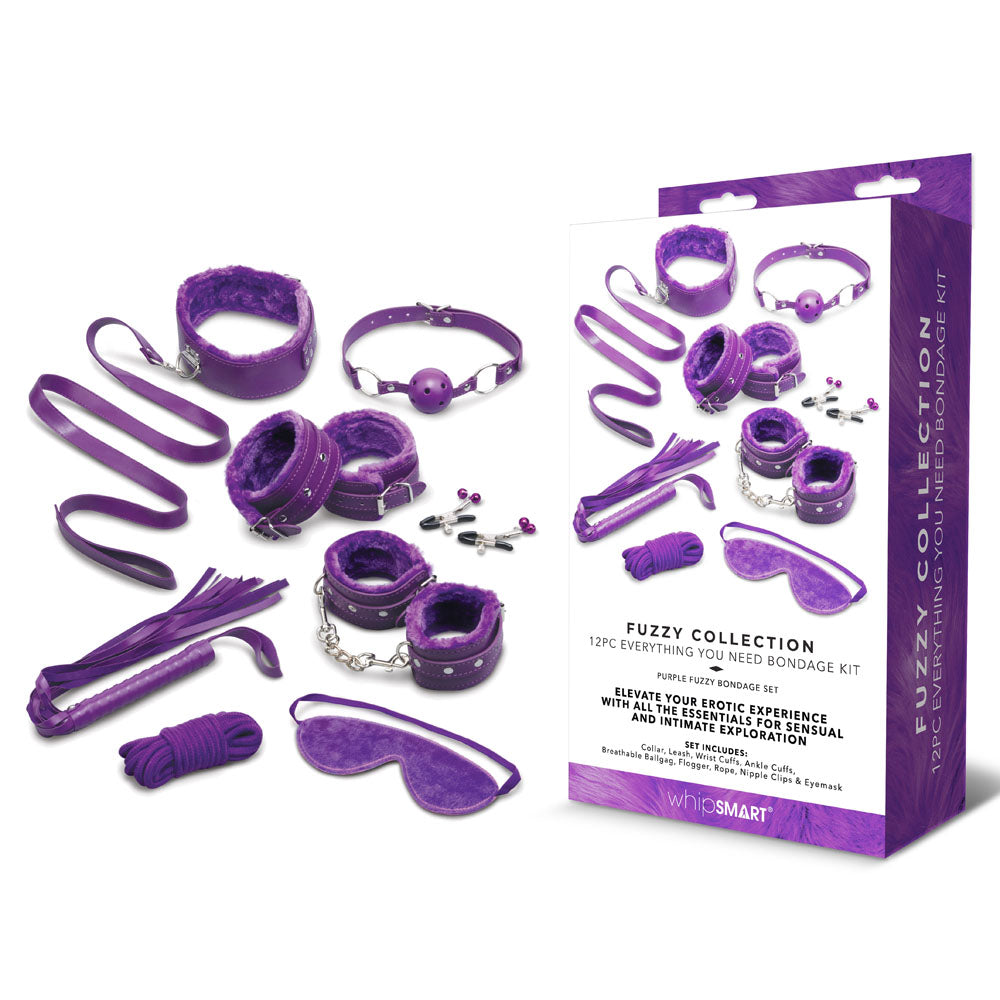 Purple bondage kit with packaging on a white background