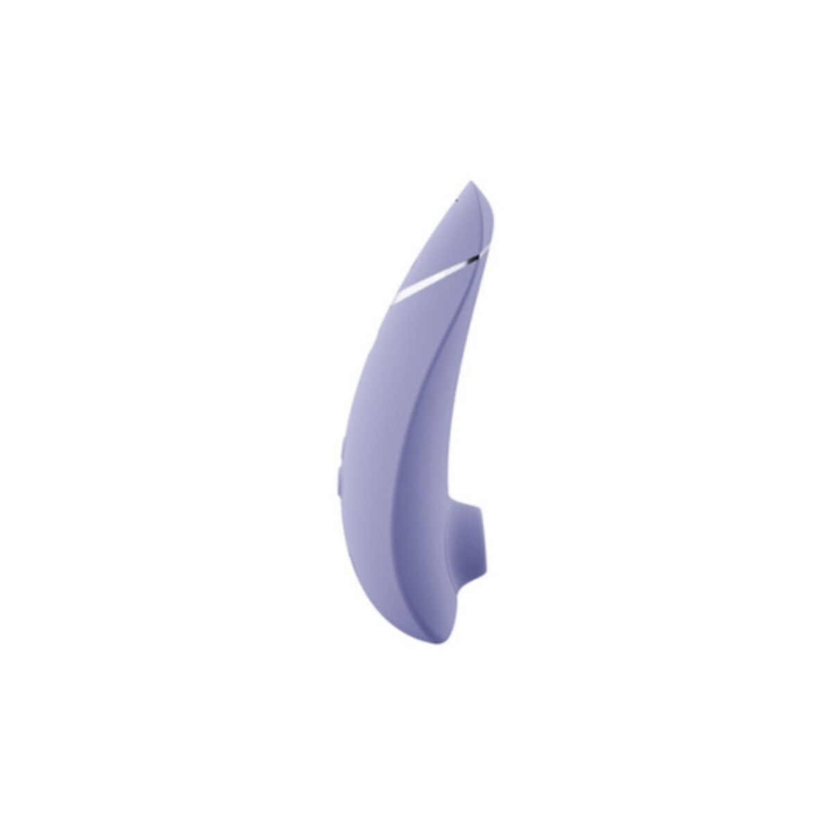 A lavender Womanizer Premium 2 clitoral stimulator with gold accents appears next to its matching box, displaying the Womanizer brand, product name, tagline "Define your luxury," and highlighting advanced Pleasure Air Technology.