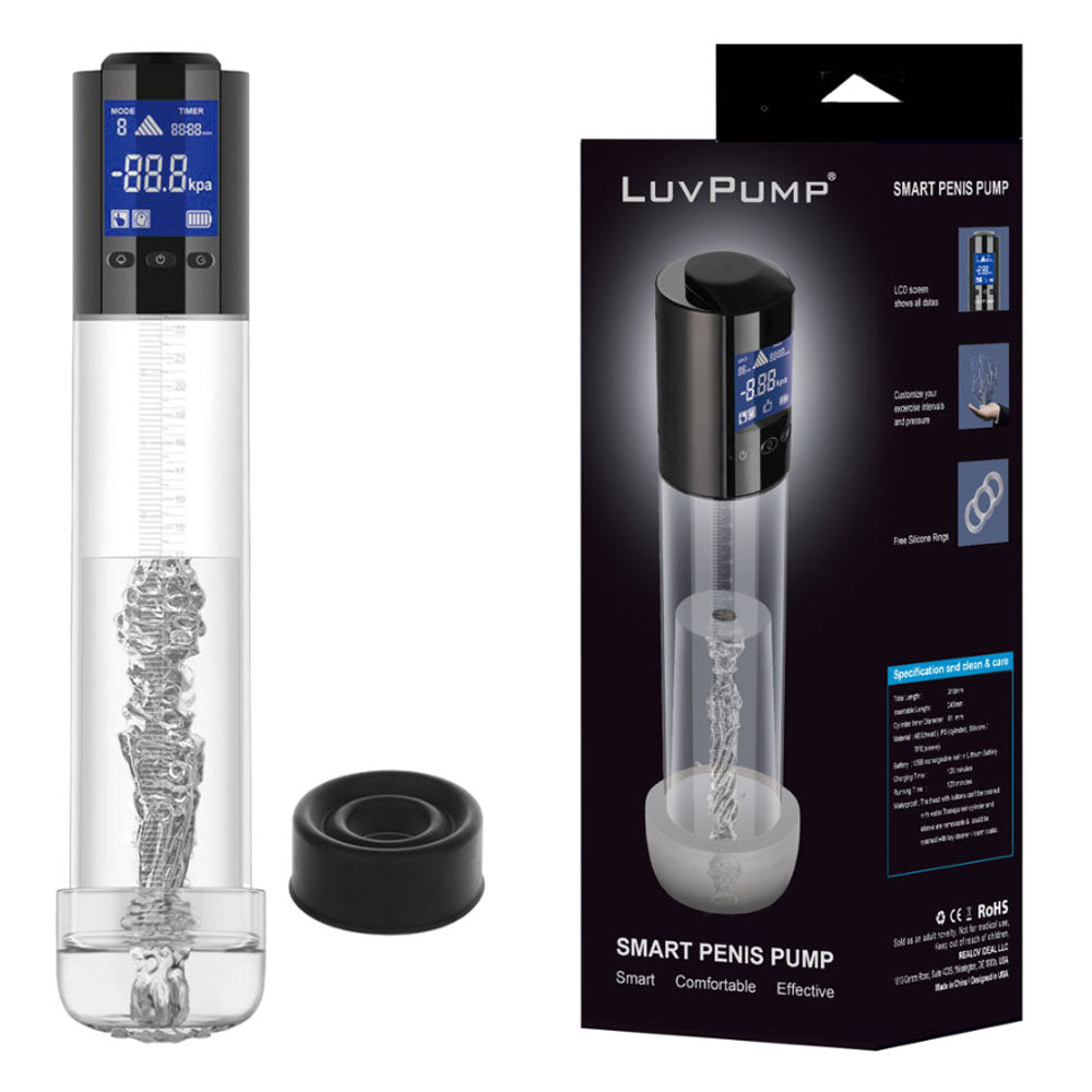 LuvPump Smart Penis Pump - Clear USB Rechargeable Automatic Penis Pump