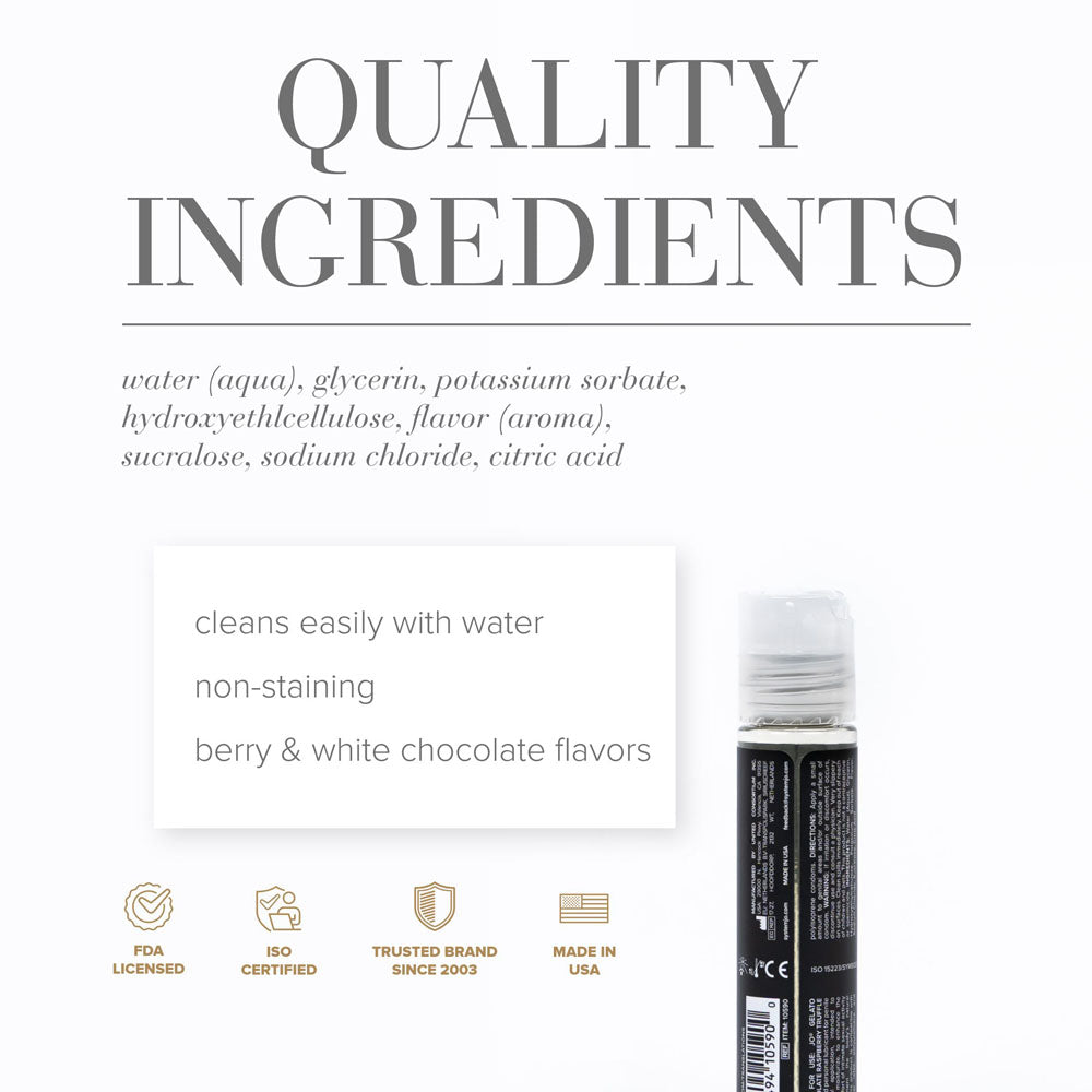 JO Gelato White Chocolate Raspberry Lube - 30 mL - White Chocolate Raspberry Flavoured Water Based Lubricant - 30 ml Bottle