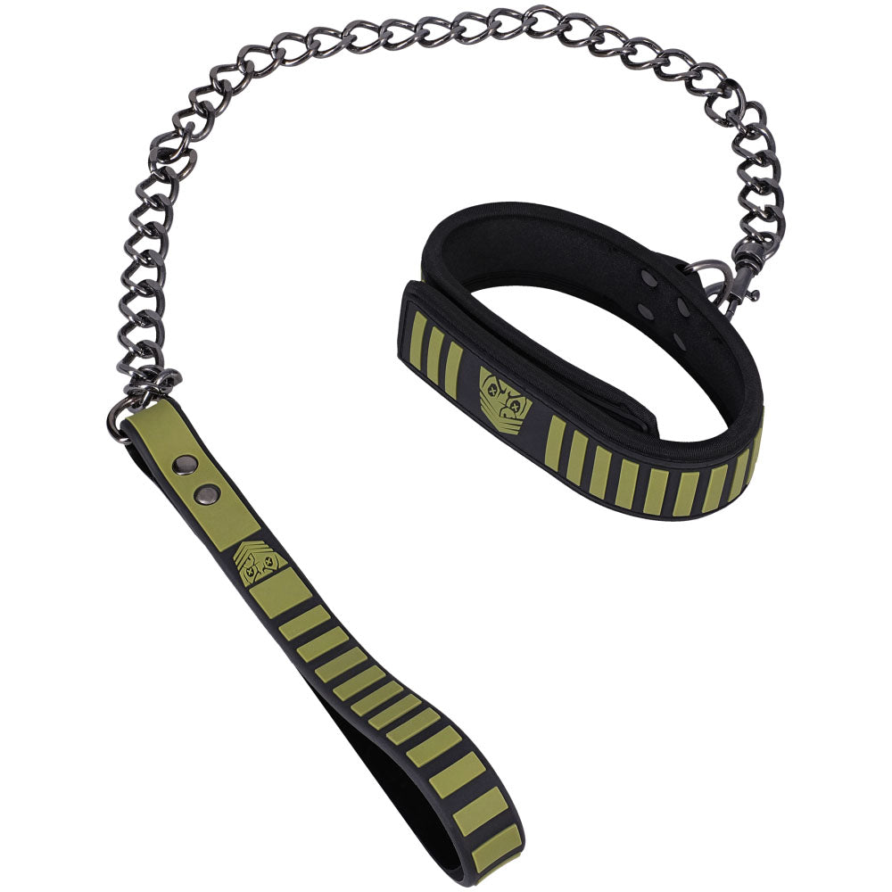 Fort Troff - Tactical Collar & Leash - Black/Green Restraint