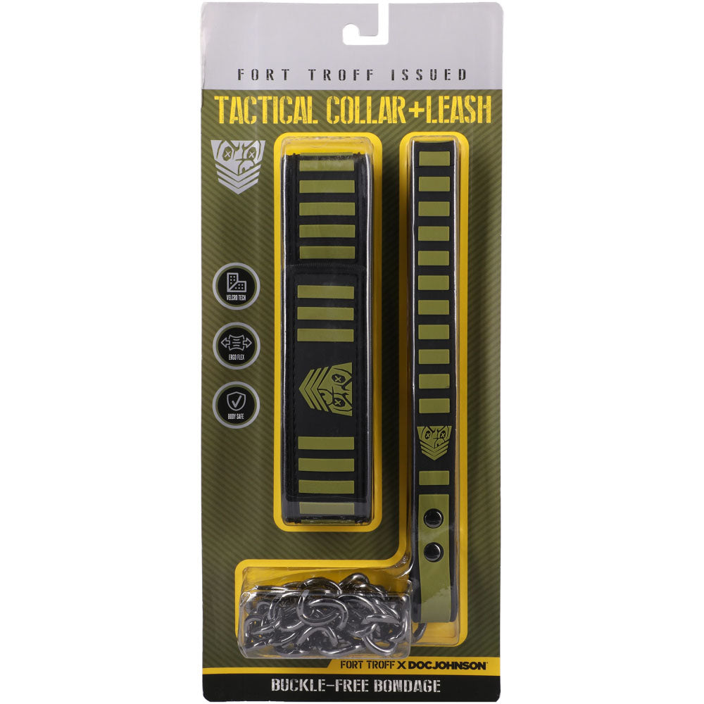 Fort Troff - Tactical Collar & Leash - Black/Green Restraint