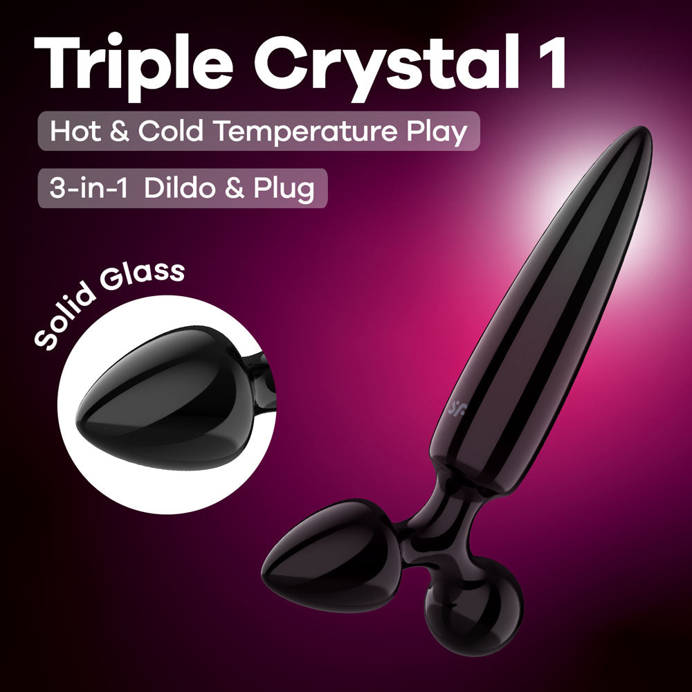 Satisfyer Triple Crystal 1 - Black - Black Glass 3-in-1 Butt Plug