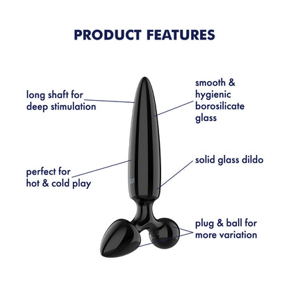 Satisfyer Triple Crystal 1 - Black - Black Glass 3-in-1 Butt Plug