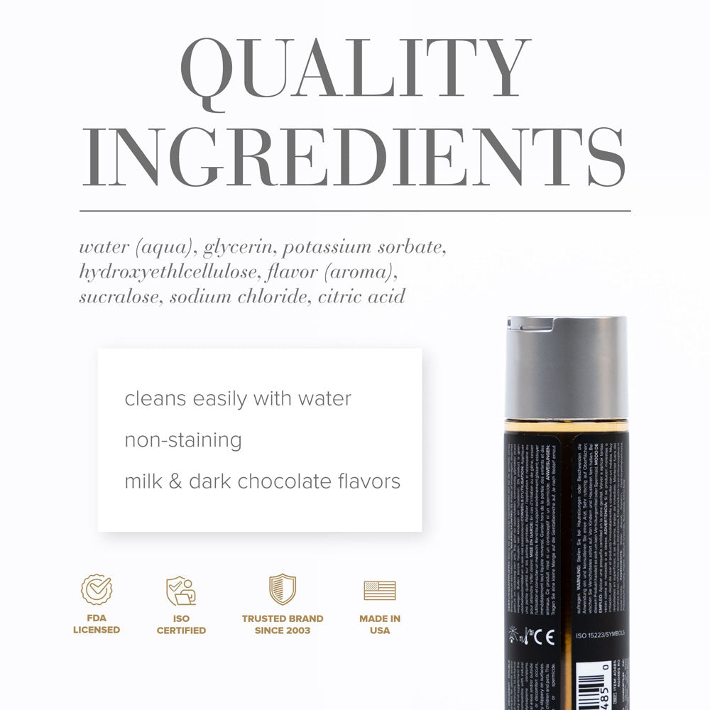 JO Gelato Decadent Double Chocolate Lubricant - 120 mL - Chocolate Flavoured Water Based Lubricant - 120 ml Bottle