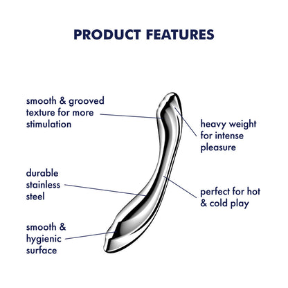 Satisfyer Pure Gravity 2 - Chrome Steel 21 cm Dildo